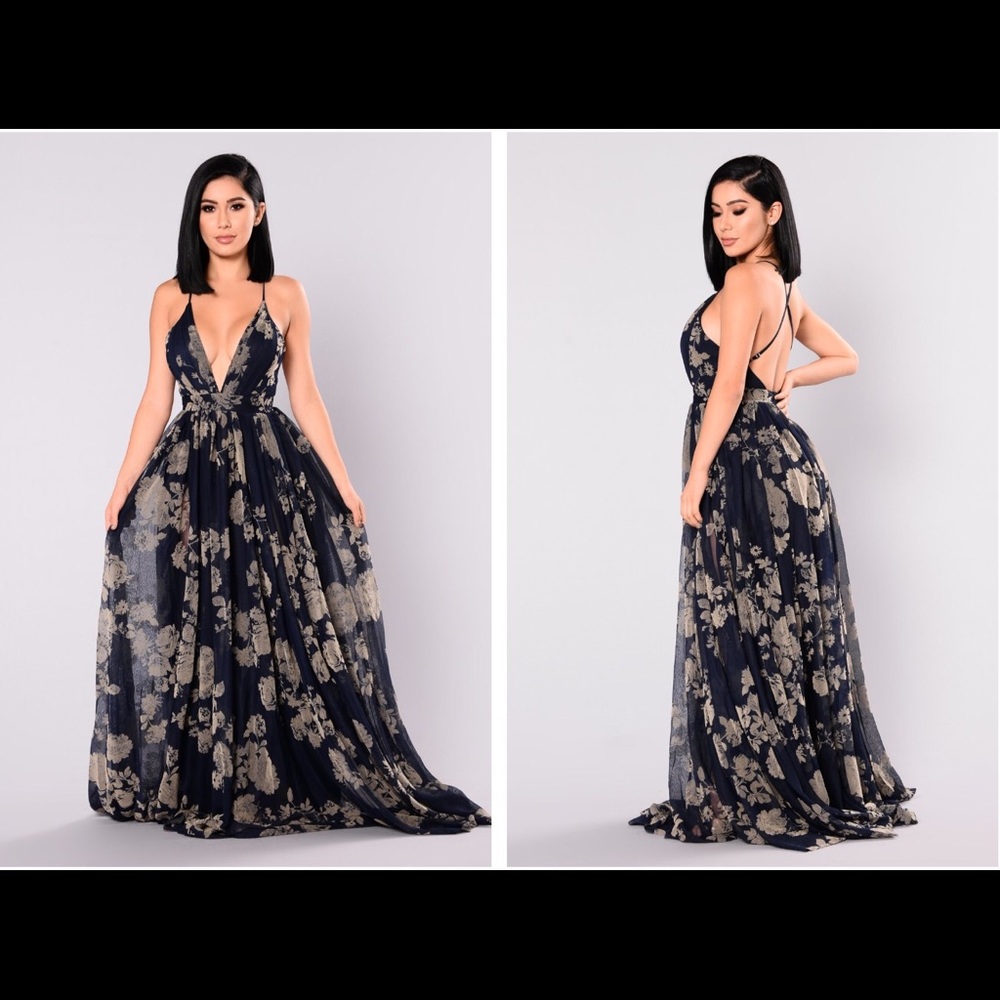 NEW blue dress with floral details